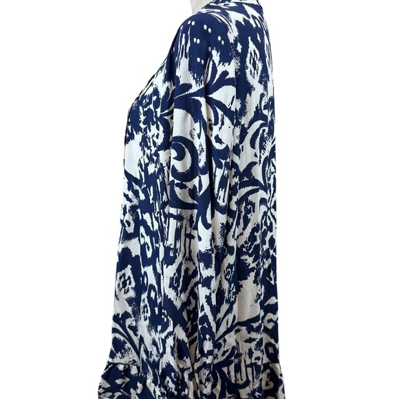 🆕 Zara Basic blue and white print long sleeve tunic top size large - Picture 4 of 10
